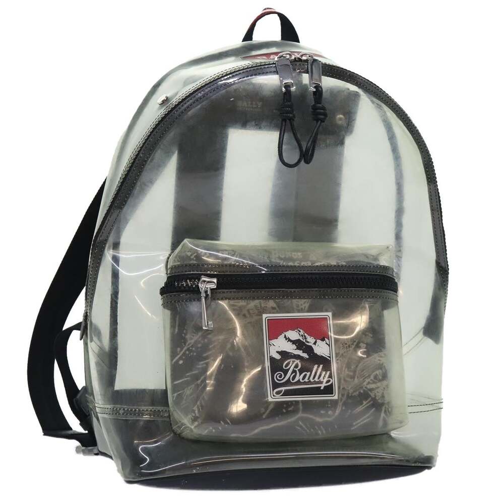 Bally Vinyl Backpack Clear Black White